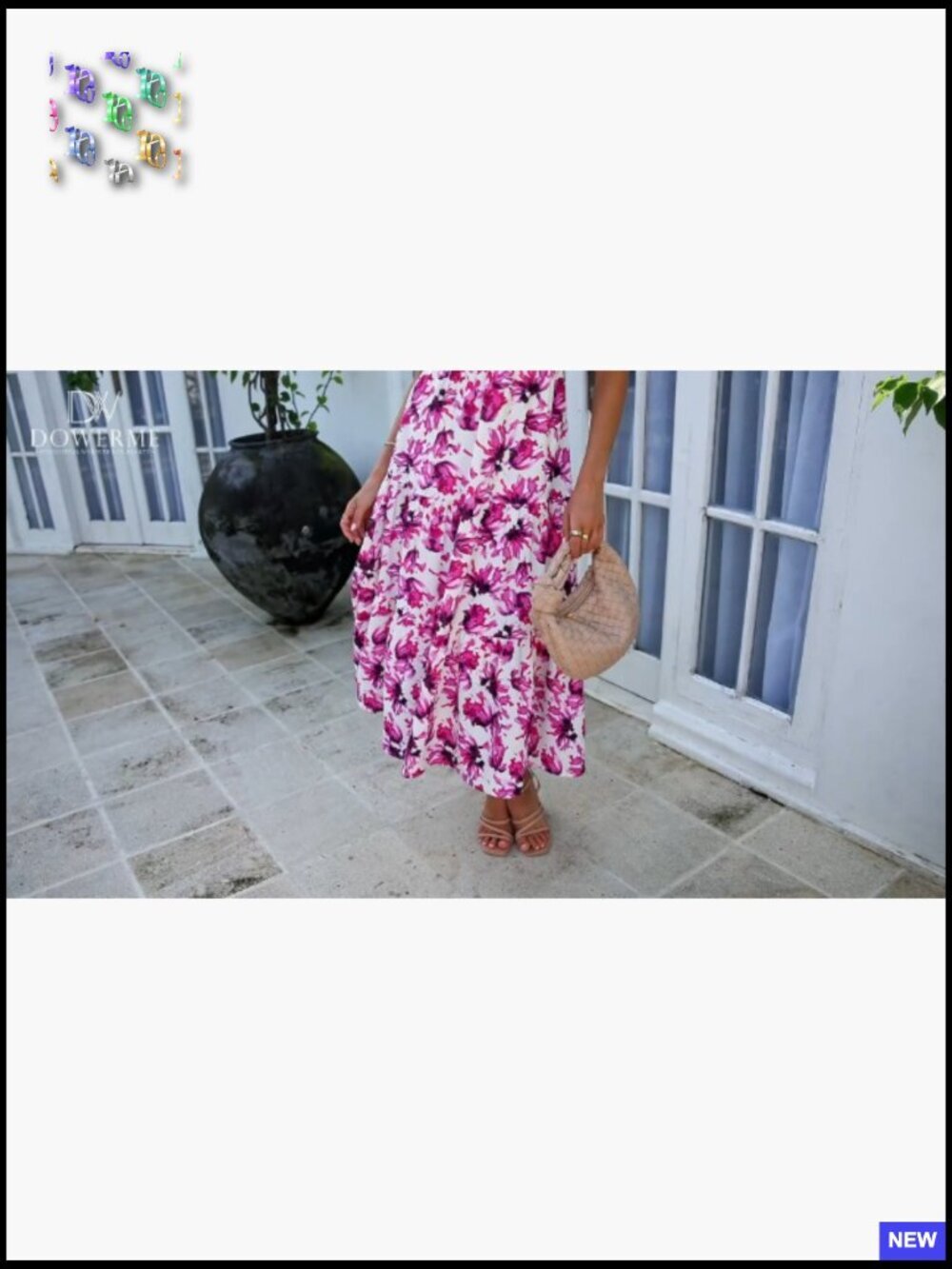 Boho Floral Maxi Dress Puff Sleeve V Neck Tiered Ruffle Summer Casual Chic - Picture 7 of 7